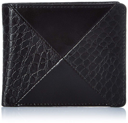 Black Colour Bi-Fold Italian Leather Slim Wallet ( 3 Card Slot + 2 Hidden Compartment + Coin Pocket + Cash Compartment)