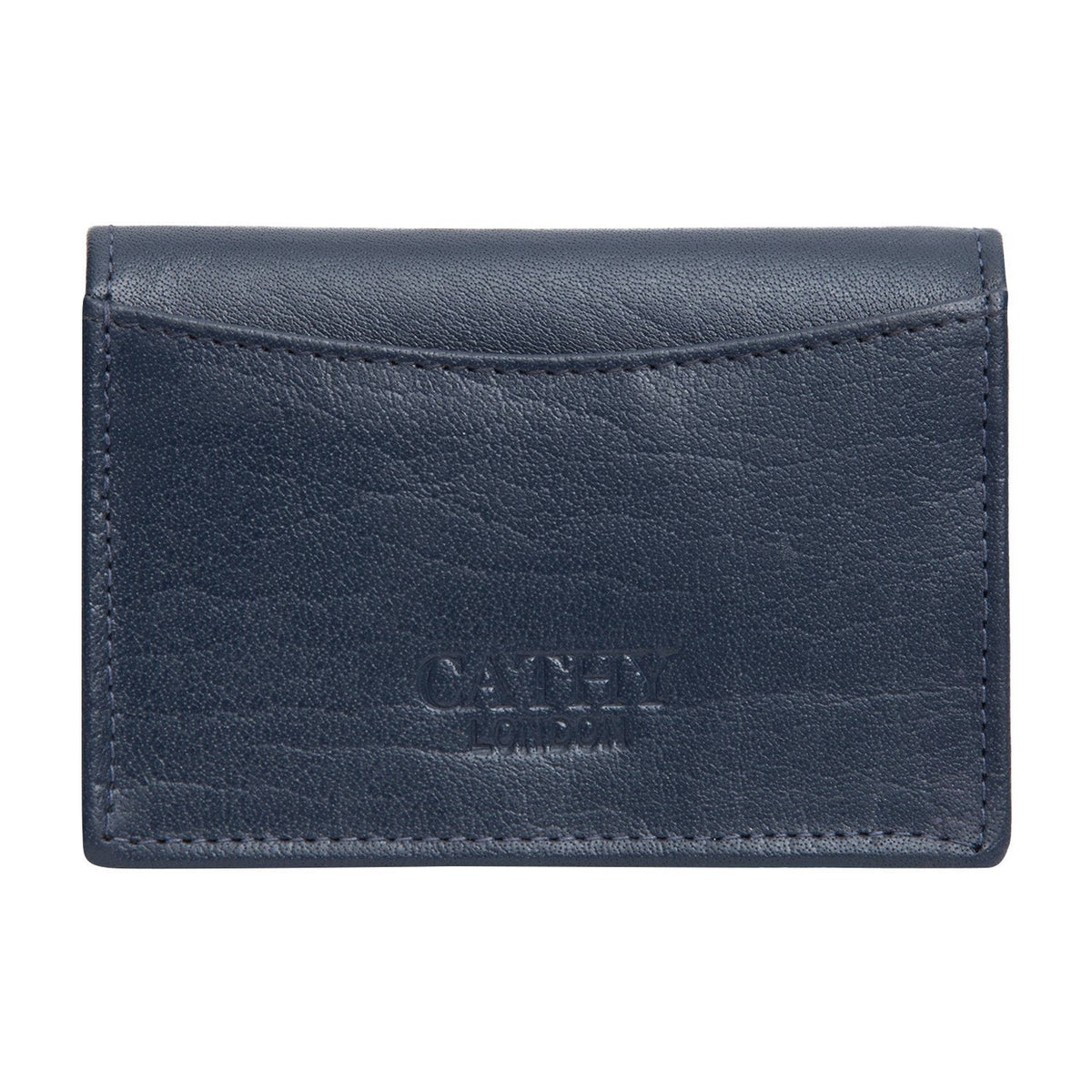 Blue Colour Bi-Fold Italian Leather Card Holder/Slim Wallet (Holds Upto 10  Cards + 1 ID Slot)
