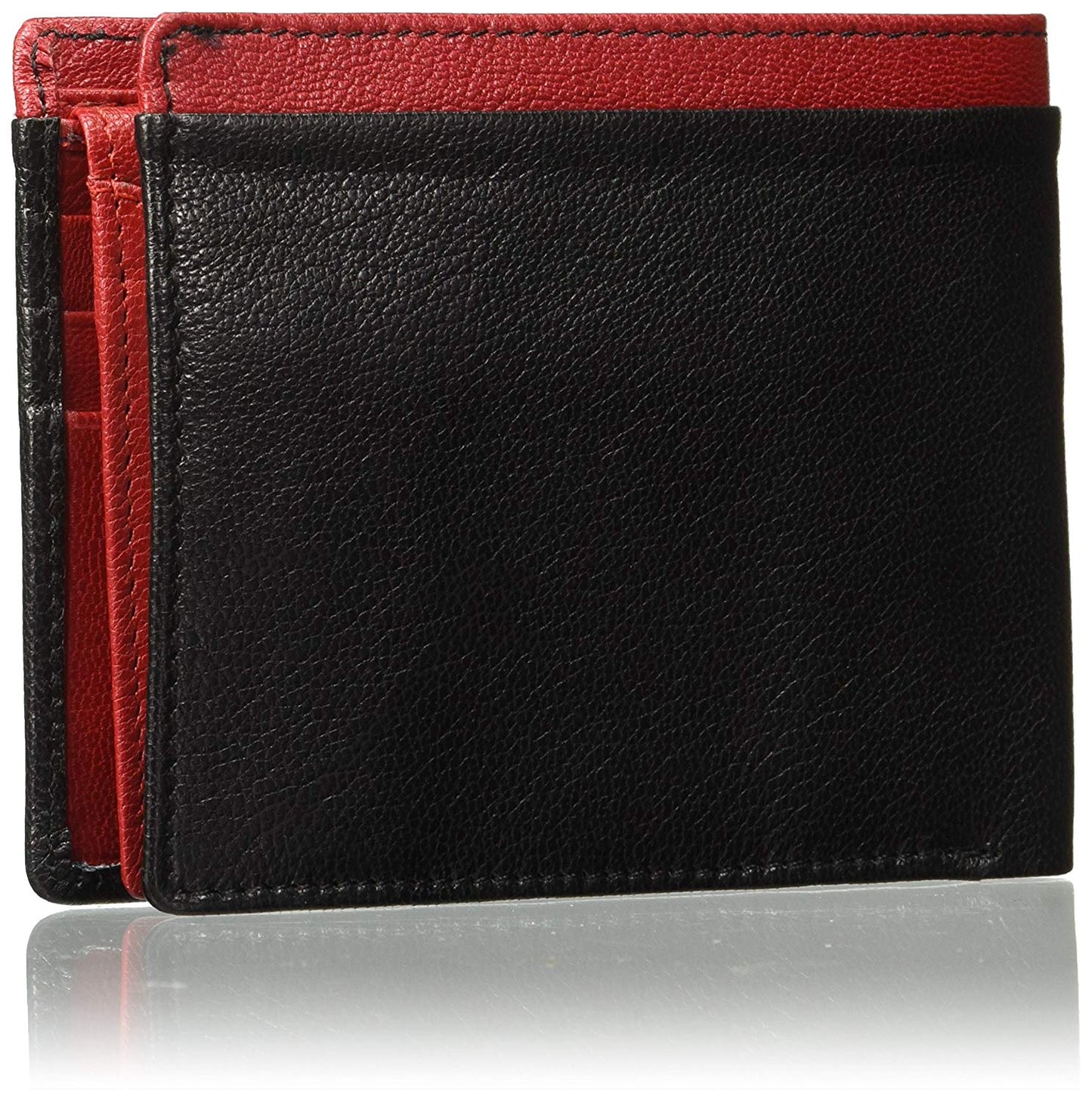 Black Colour Bi-Fold Italian Leather Slim Wallet ( 8 Card Slot + 2 Hidden Compartment + 1 ID Slot + Coin Pocket + Cash Compartment )