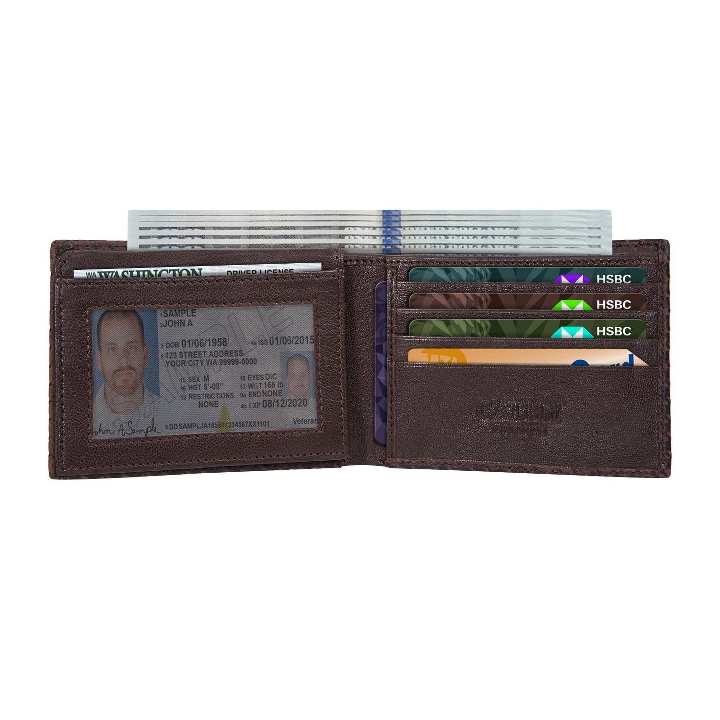 Brown Colour Bi-Fold Italian Leather Slim Wallet ( 8 Card Slot + 2 Hidden Compartment + 1 ID Slot+ Cash Compartment )