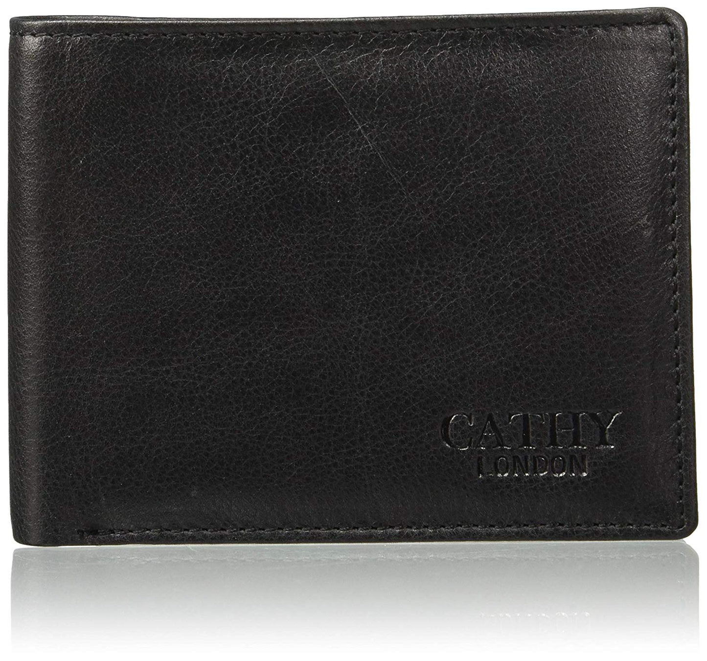 Black Colour Bi-Fold Italian Leather Slim Wallet ( 2 Card Slot + Hidden Compartment + 1 ID Slot+ Coin Pocket + Cash Compartment )