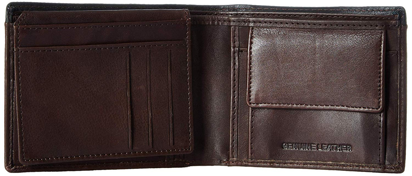 Brown Colour Bi-Fold Italian Leather Slim Wallet ( 7 Card Slot + 2 Hidden Compartment + 1 ID Slot + Coin Pocket + Cash Compartment )