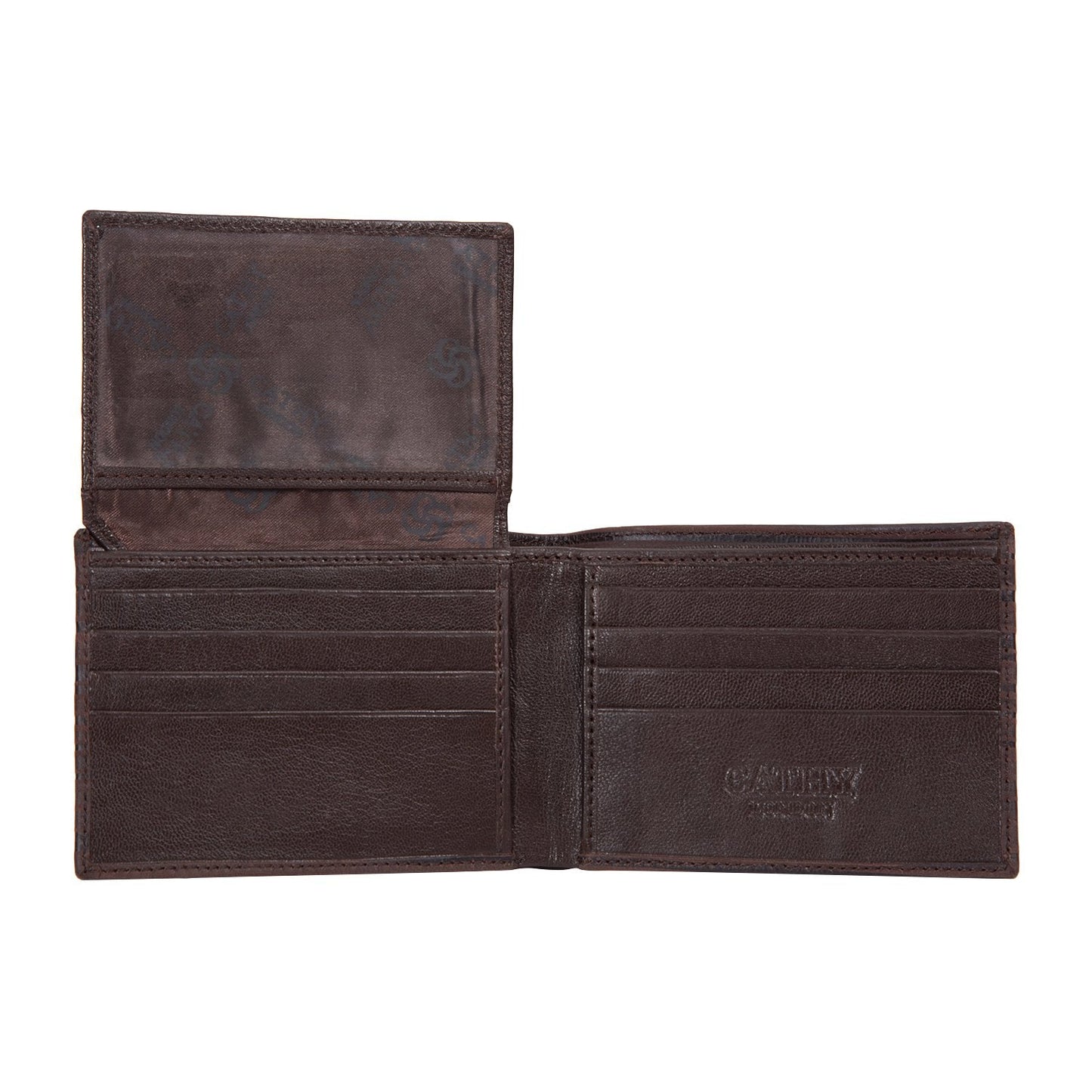 Brown Colour Bi-Fold Italian Leather Slim Wallet ( 8 Card Slot + 2 Hidden Compartment
