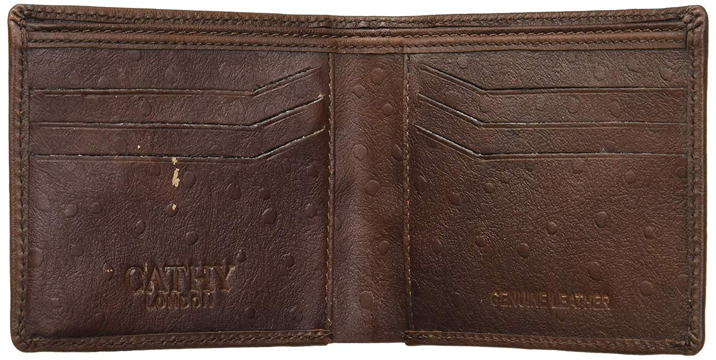 Brown Colour Bi-Fold Italian Leather Slim Wallet ( 6 Card Slot + 2 Hidden Compartment + Cash Compartment )