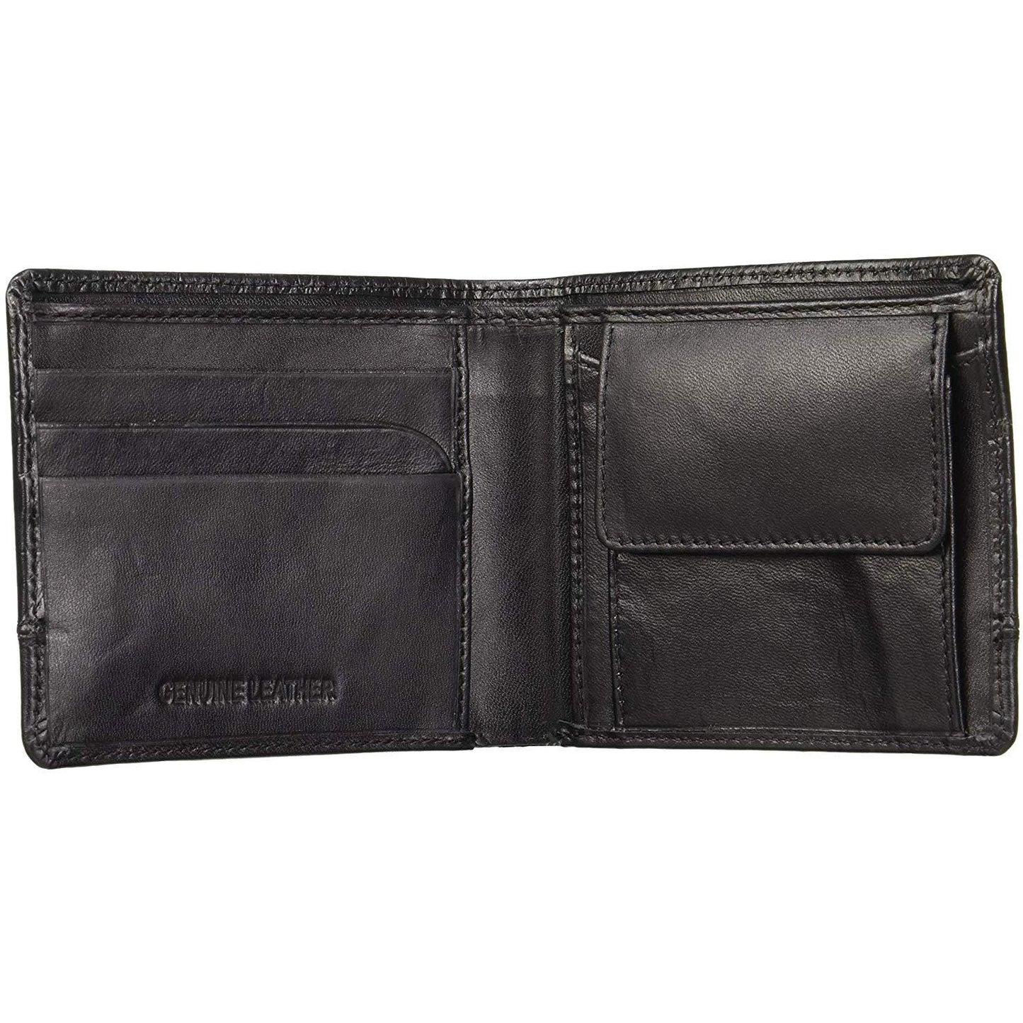 Black Colour Bi-Fold Italian Leather Slim Wallet ( 3 Card Slot + 2 Hidden Compartment +Coin Pocket + Cash Compartment )