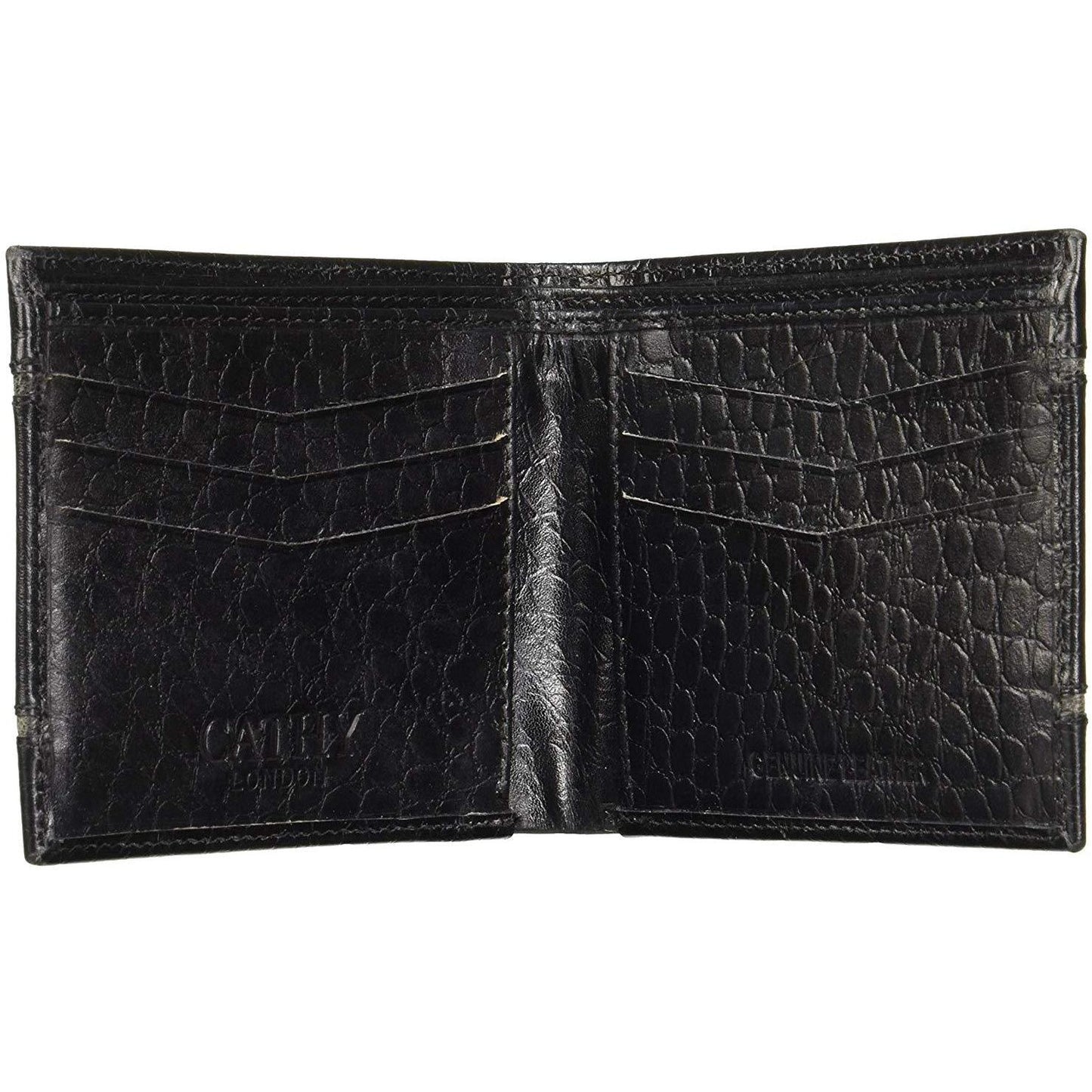 Black Colour Bi-Fold Italian Leather Slim Wallet ( 6 Card Slot + 2 Hidden Compartment + Cash Compartment)