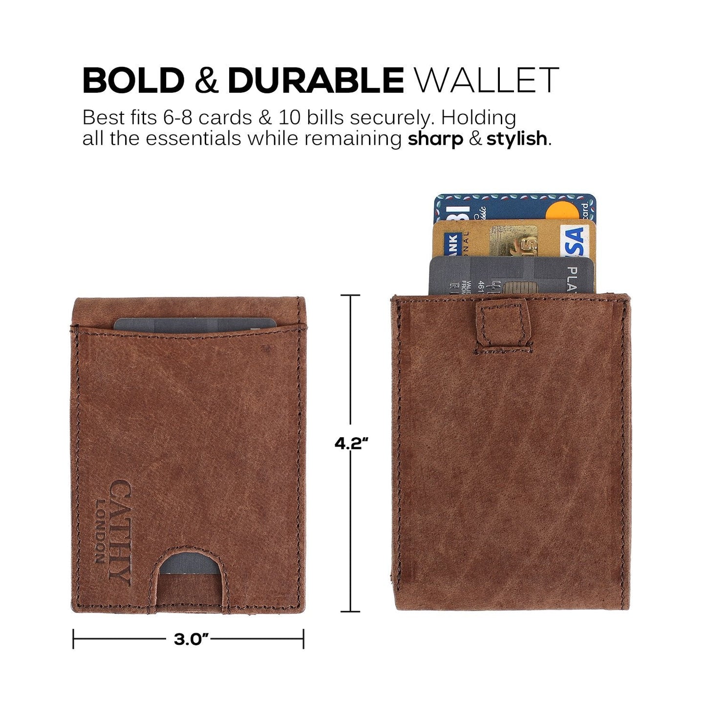 Brown Colour Bi-Fold Italian Leather Money Clip Card Holder/Slim Wallet (6 Cards + 1 ID Slot + Cash Compartment )