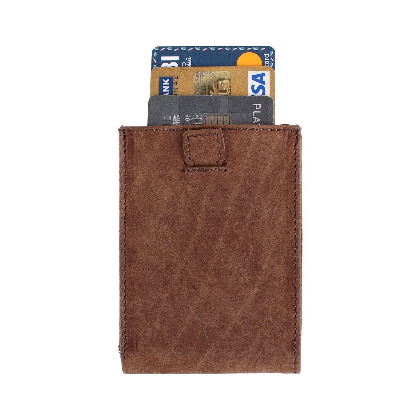 Brown Colour Bi-Fold Italian Leather Money Clip Card Holder/Slim Wallet (6 Cards + 1 ID Slot + Cash Compartment )