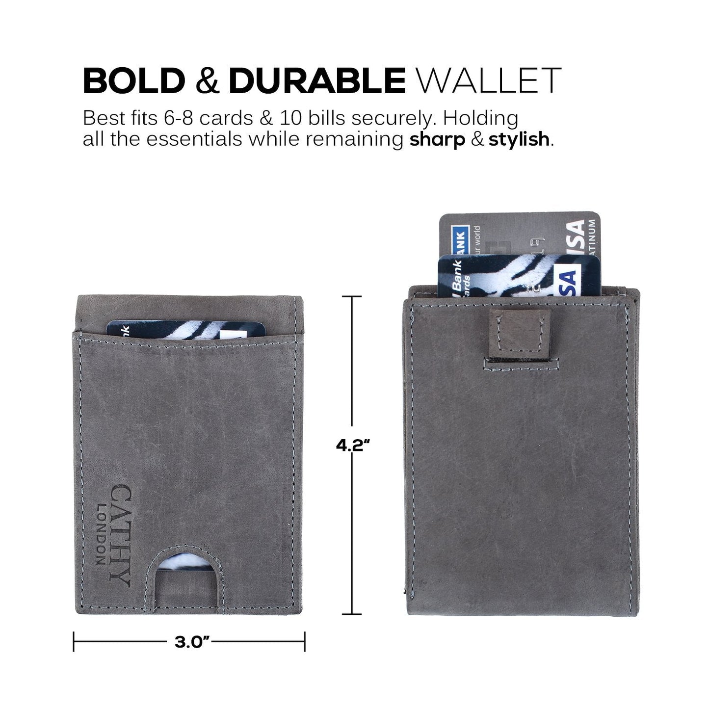 Blue Colour Bi-Fold Italian Leather Money Clip Card Holder/Slim Wallet (6 Cards + 1 ID Slot + Cash Compartment )