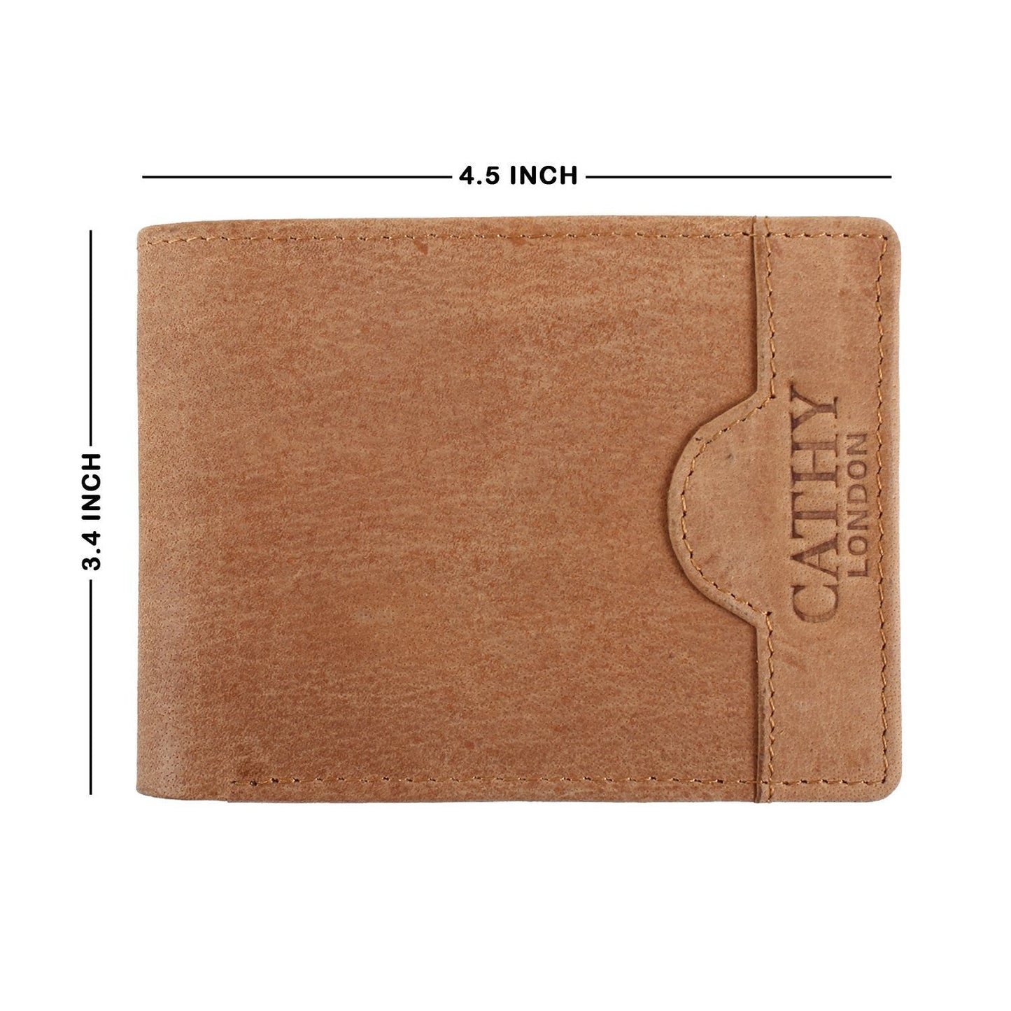 Tan Colour Bi-Fold Italian Leather Slim Wallet (8 Card Slot + 2 Hidden Compartment + 2 ID Slot + Cash Compartment )