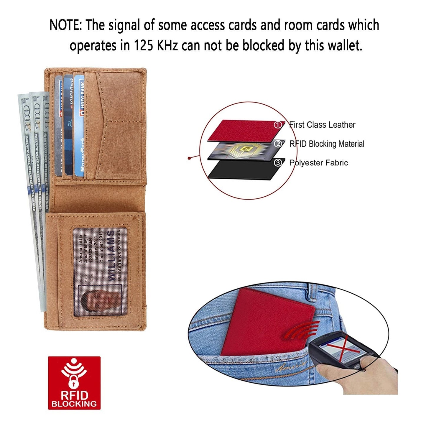 Tan Colour Bi-Fold Italian Leather Slim Wallet (8 Card Slot + 2 Hidden Compartment + 2 ID Slot + Cash Compartment )