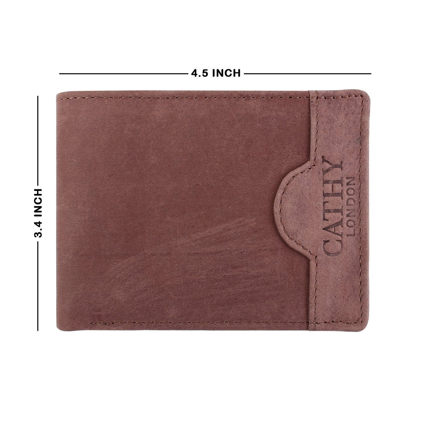 Brown Colour Bi-Fold Italian Leather Slim Wallet (8 Card Slot + 2 Hidden Compartment + 2 ID Slot + Cash Compartment )