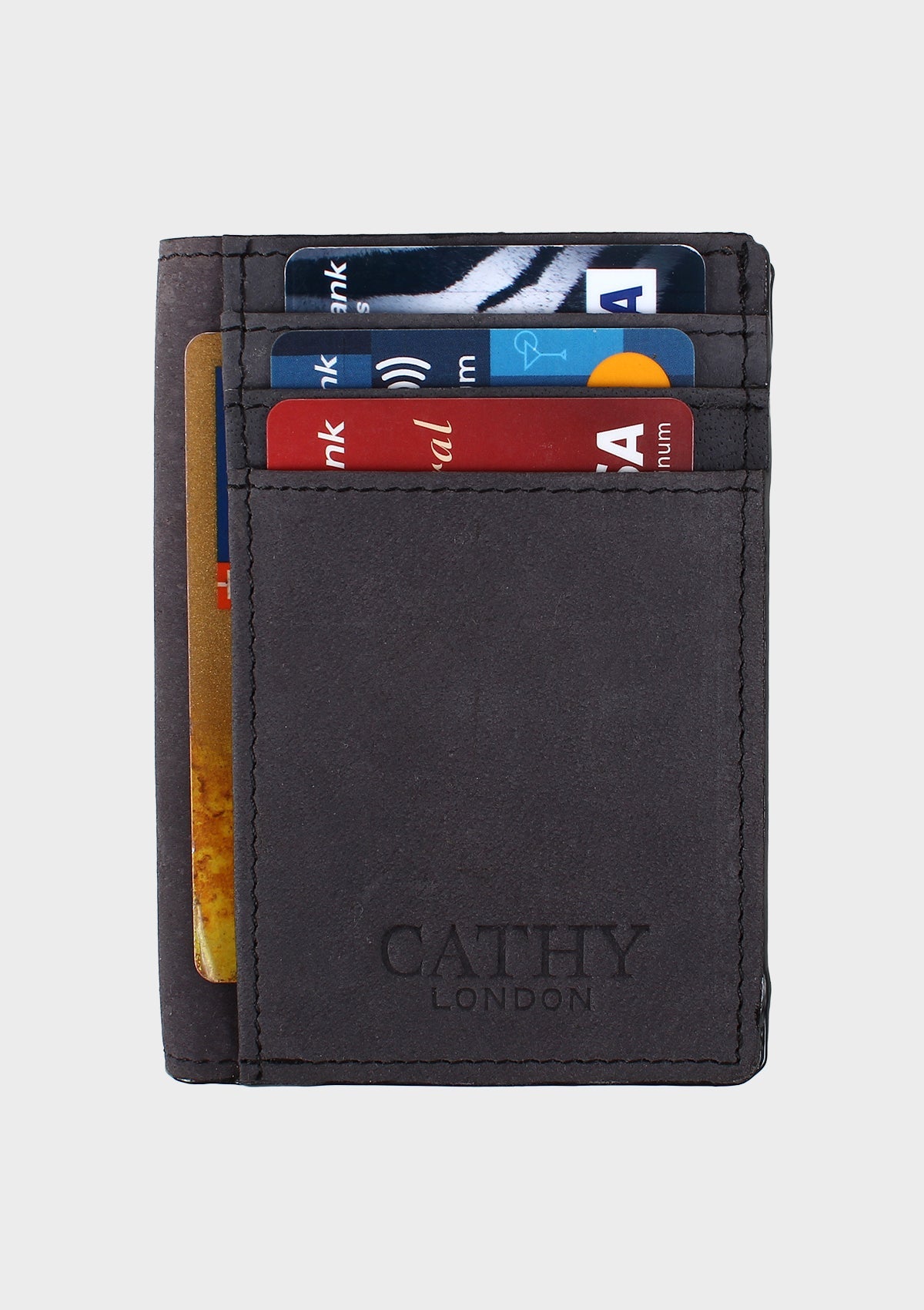 Black Colour Bi-Fold Italian Leather Slim Wallet/Card Holder (9 Card Slot + 3 Hidden Compartment + 1 ID Slot + Cash Compartment)