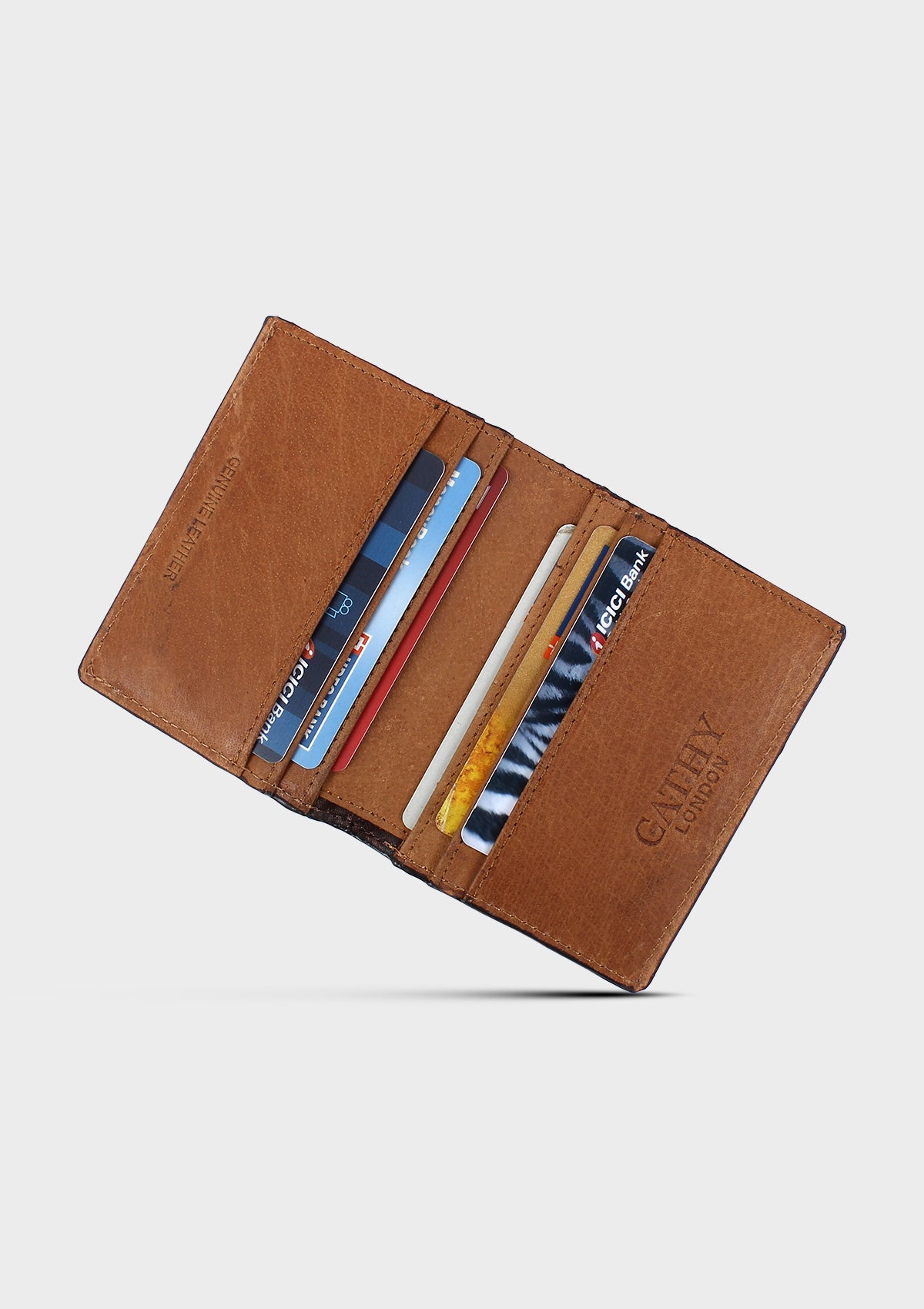 Brown Colour Bi-Fold Italian Leather Card Holder/Slim Wallet (6 Card Slot + 2 ID Slot + Cash Compartment)