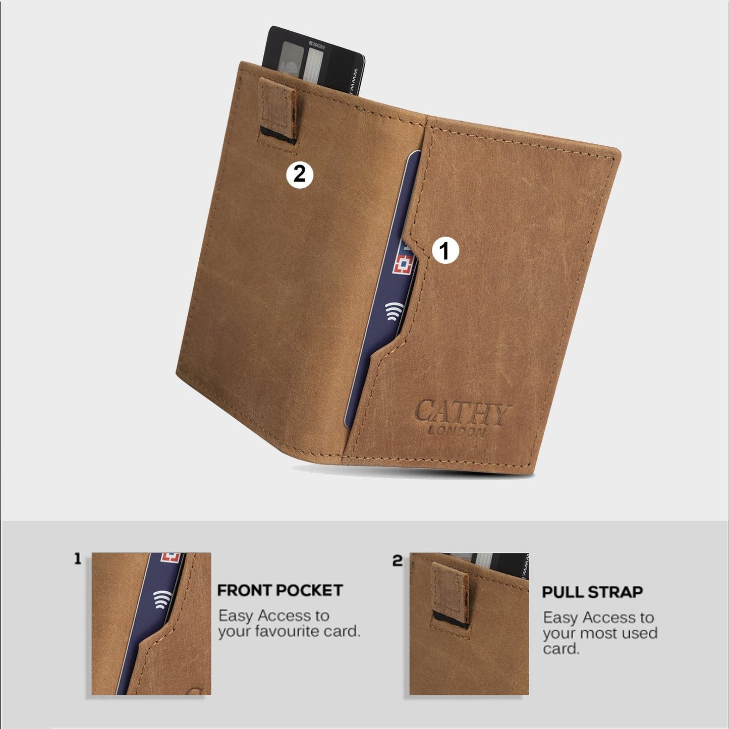Tan Colour Bi-Fold Italian Leather  Card Holder/Slim Wallet (9 Cards + Cash Compartment )