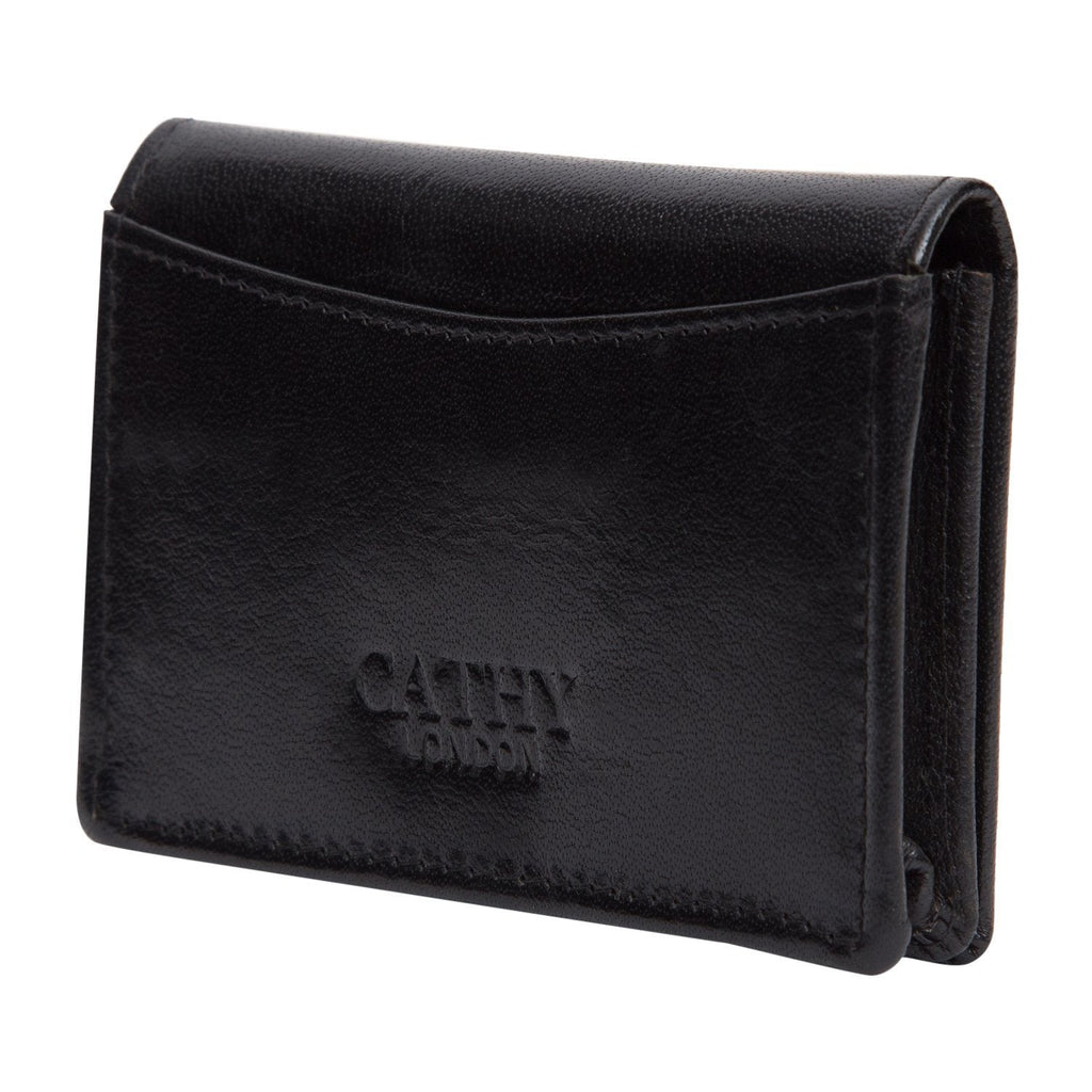 Black Colour Bi-Fold Italian Leather Card Holder/Slim Wallet (Holds Upto 10 Cards + 1 ID Slot) Cathy London 