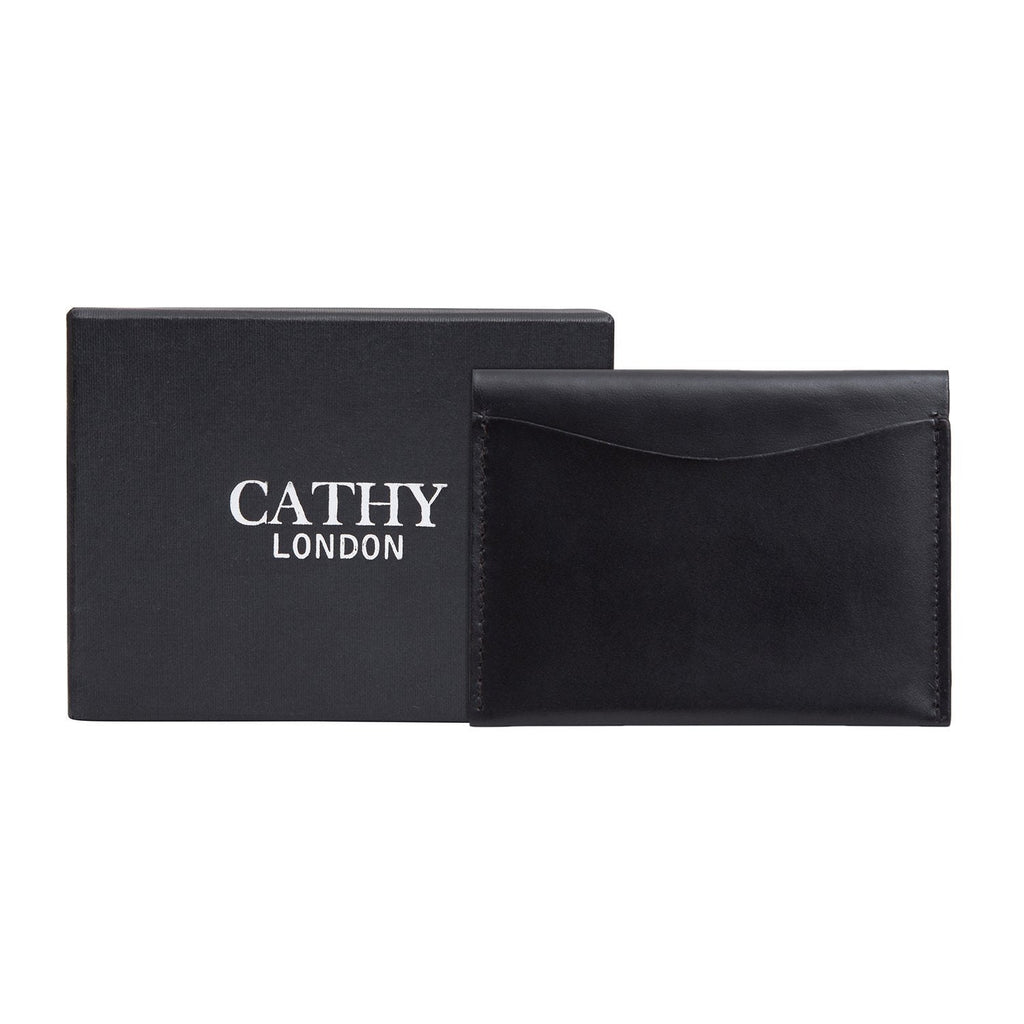 Black Colour Bi-Fold Italian Leather Card Holder/Slim Wallet (Holds Upto 16+ Cards) Cathy London 