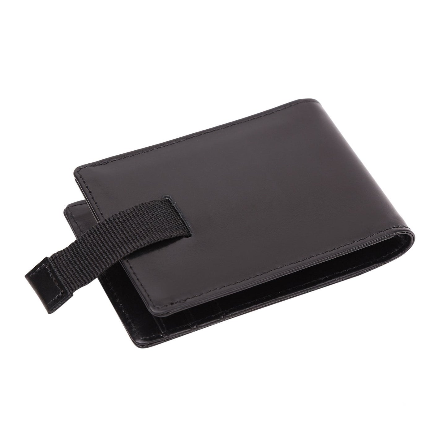 Black Colour Bi-Fold Italian Leather Money Clip Card Holder/Slim Wallet (8 Card Slot +ID Slot +Money Clip) Cathy London 