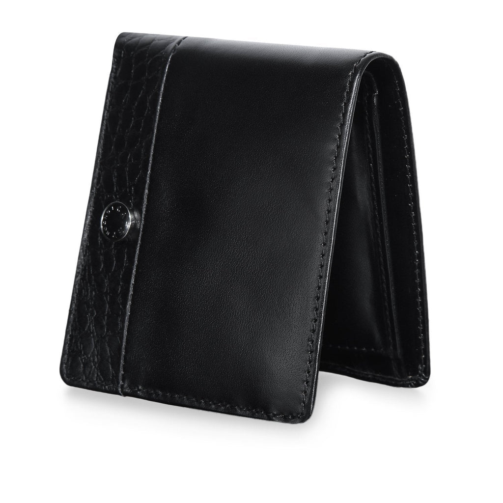 Black Colour Bi-Fold Italian Leather Slim Wallet (3 Card Slot + Coin Pocket + Cash Compartment) Cathy London 