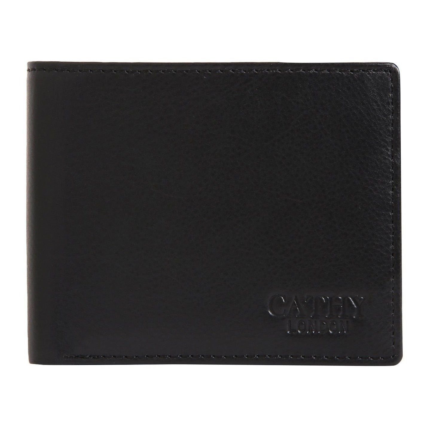 Black Colour Bi-Fold Italian Leather Slim Wallet (8 Card Slot + 2 Hidden Compartment + 1 ID Slot + Coin Pocket + Cash Compartment) Cathy London 