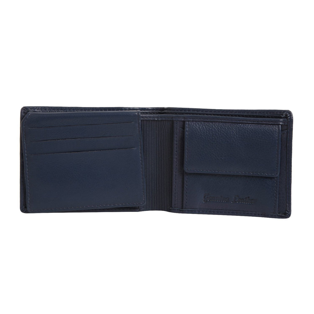 Blue Colour Bi-Fold Italian Leather Slim Wallet (8 Card Slot + 2 Hidden Compartment + 1 ID Slot + Coin Pocket + Cash Compartment) Cathy London 
