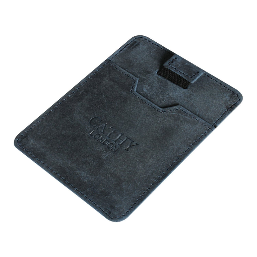 Blue Colour Italian Leather Card Holder/Slim Wallet (5 Card Slot + Cash Compartment) Cathy London 