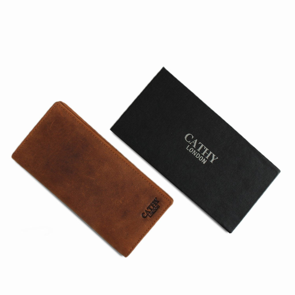 Brown Colour Italian Leather Long Wallet/Card Holder for Men & Woman (12 Card Slot + 1 ID Slot + Cash Compartment) Cathy London 