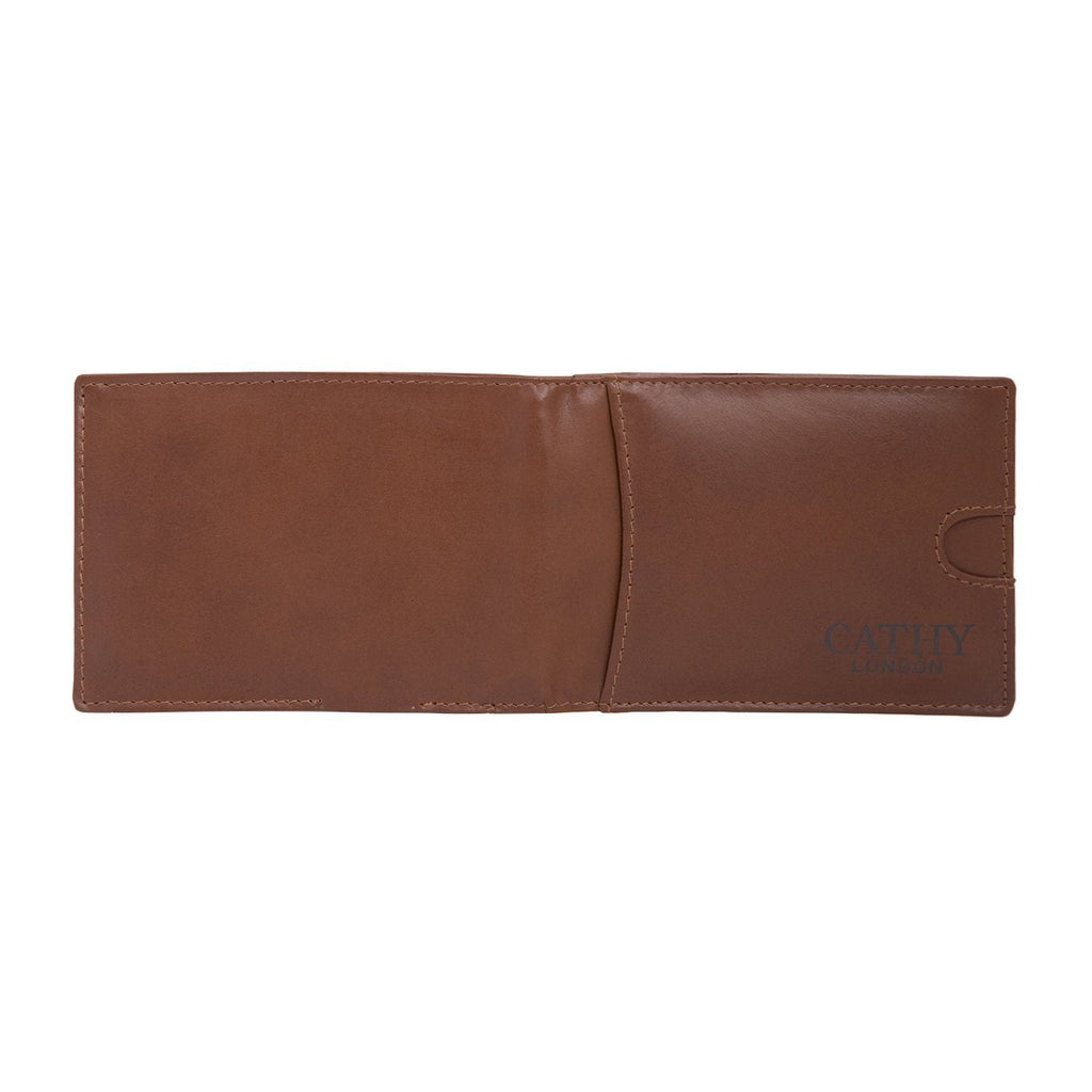 Brown Colour Italian Leather Money Clip/Slim Wallet (7 Card Slot + Money Clip) Cathy London 