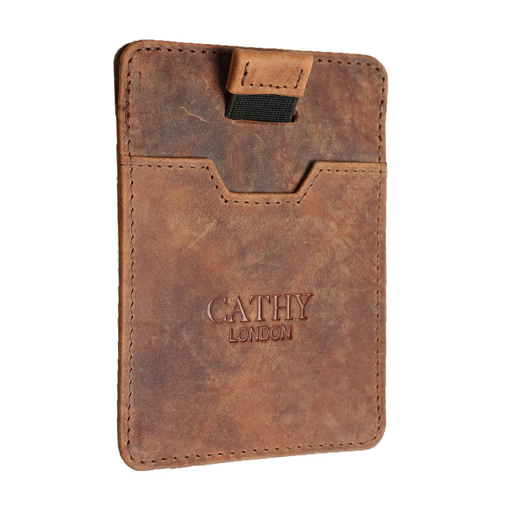 Brown Colour Italian Leather Slim Wallet/Card Holder ( Holds Upto 5 Cards + Cash Compartment) Cathy London 