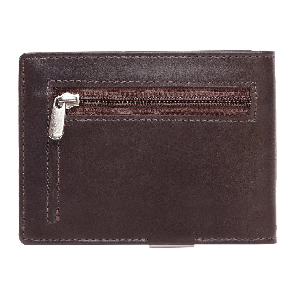 Coffee Colour Bi-Fold Italian Leather Money Clip Card Holder/Slim Wallet (9 Card Slot + Money Clip + Coin Pocket) Cathy London 