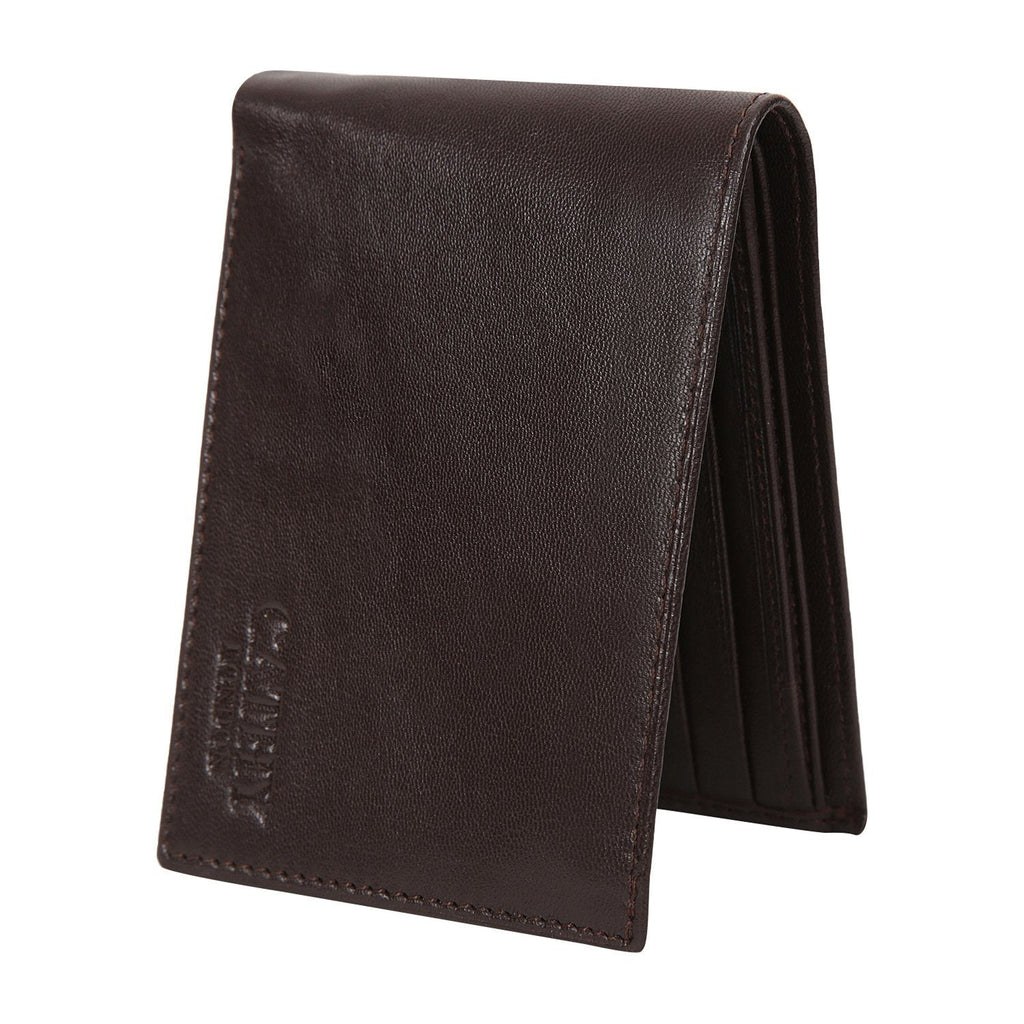 Coffee Colour Bi-Fold Italian Leather Slim Wallet ( 8 Card Slot + 2 ID Slot + 2 Hidden Compartment + Cash Compartment) Cathy London 