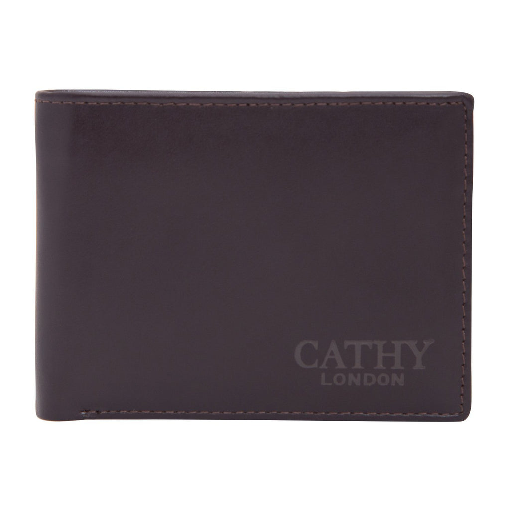 Coffee Colour Bi-Fold Italian Leather Slim Wallet (8 Card Slot + 2 ID Slot + 2 Hidden Compartment + Cash Compartment) Cathy London 