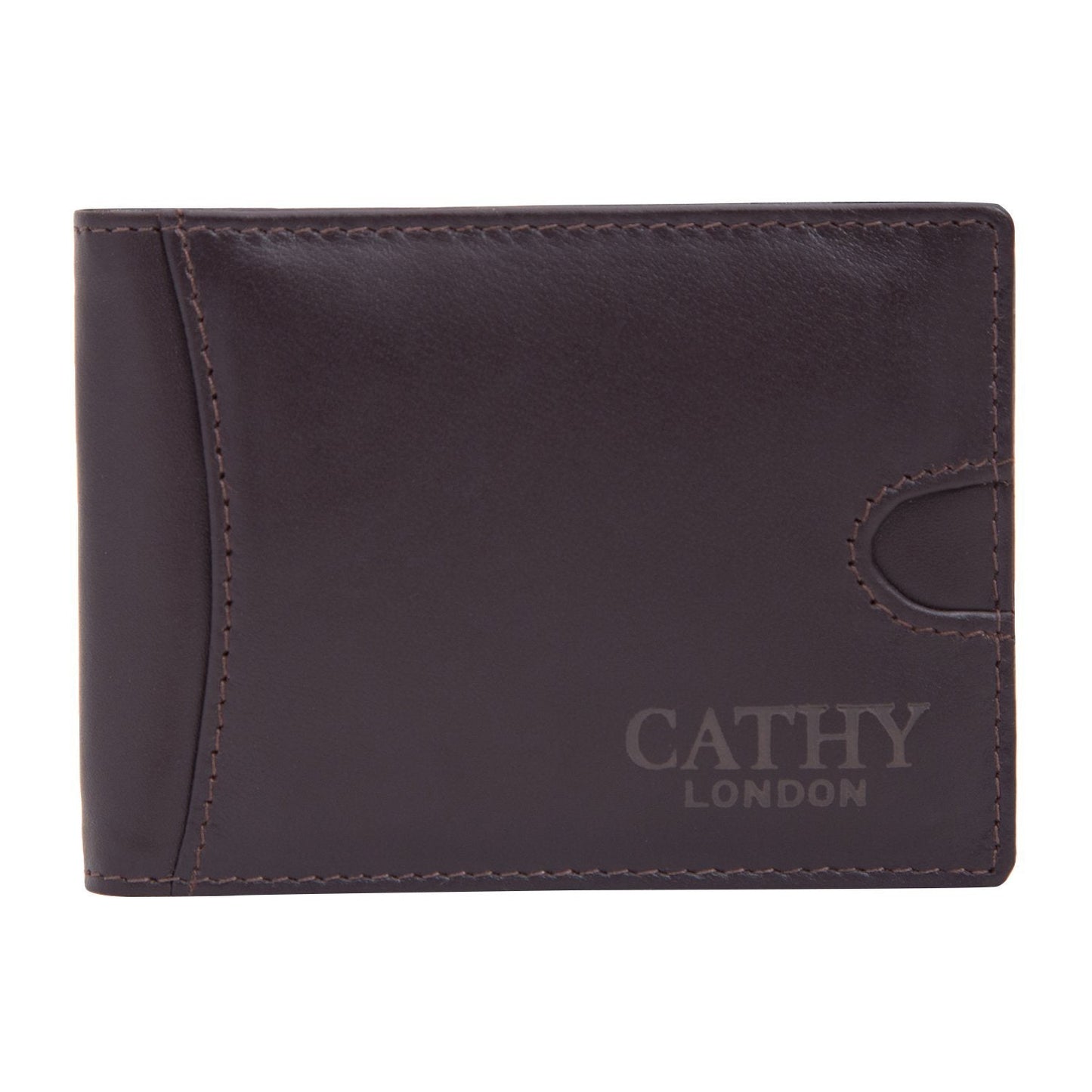 Coffee Colour Italian Leather Money Clip/Slim Wallet (7 Card Slot + Money Clip) Cathy London 