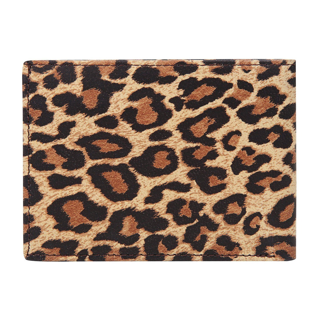 Leapard Colour Bi-Fold Italian Leather Slim Wallet ( 8 Card Slot + 2 ID Slot + 2 Hidden Compartment + Cash Compartment) Cathy London 