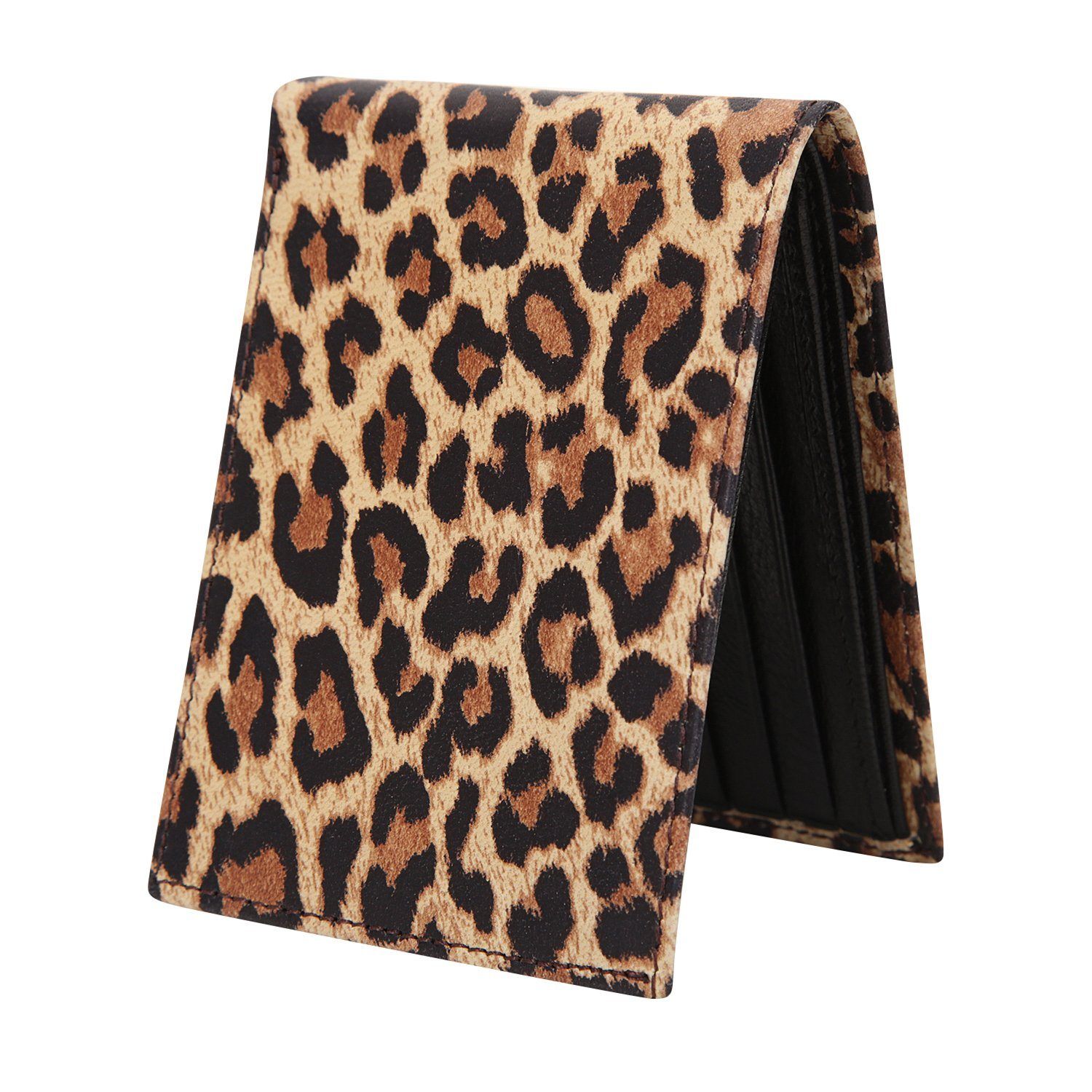 Leapard Colour Bi-Fold Italian Leather Slim Wallet ( 8 Card Slot + 2 ID Slot + 2 Hidden Compartment + Cash Compartment) Cathy London 