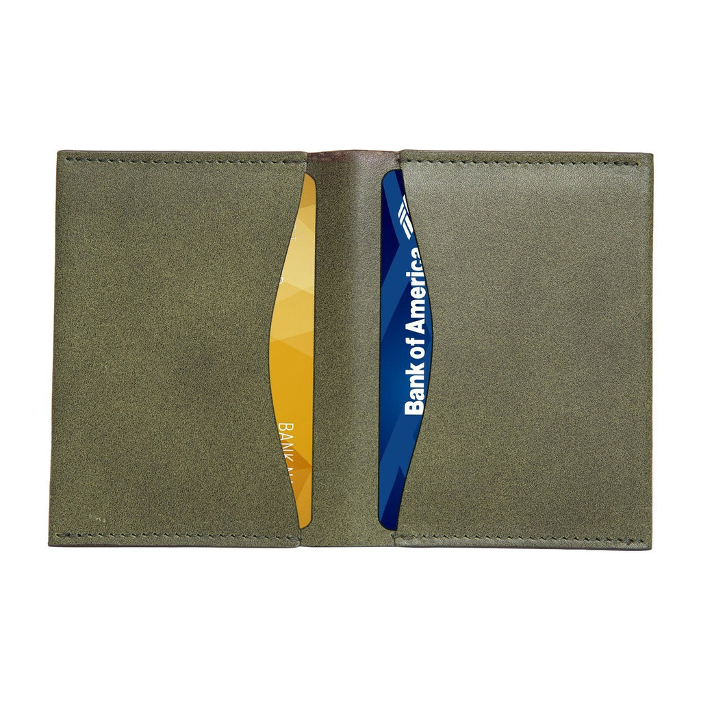 Olive Colour Bi-Fold Italian Leather Card Holder/Slim Wallet (Holds Upto 16+ Cards) Cathy London 