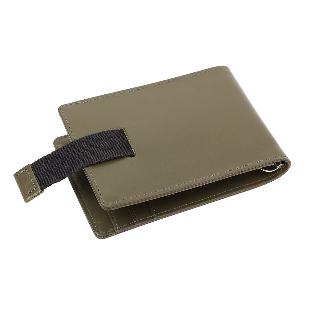 Olive Colour Bi-Fold Italian Leather Money Clip Card Holder/Slim Wallet (8 Card Slot +ID Slot +Money Clip) Cathy London 