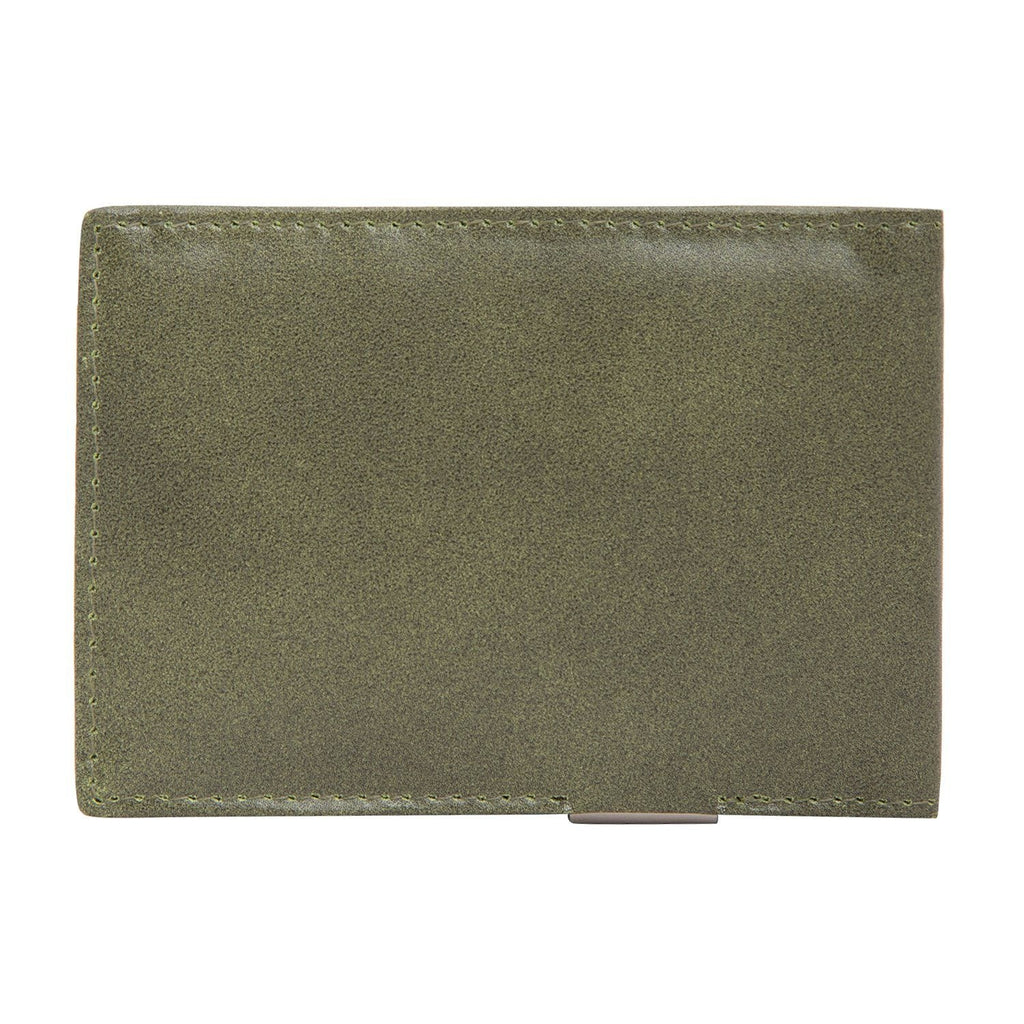 Olive Colour Italian Leather Money Clip/Slim Wallet (7 Card Slot + Money Clip) Cathy London 