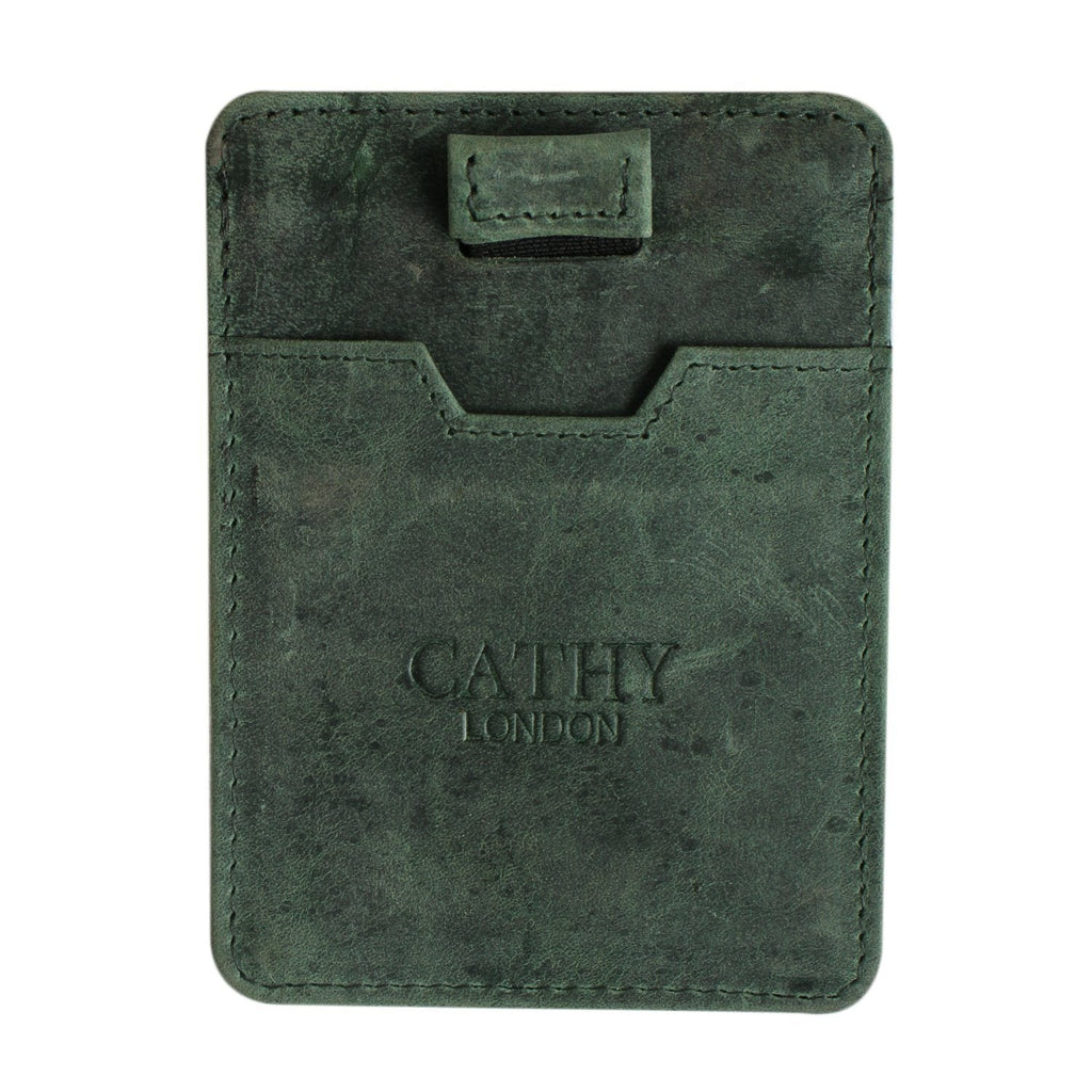 Olive Colour Italian Leather Slim Wallet/Card Holder ( Holds Upto 5 Cards + Cash Compartment) Cathy London 