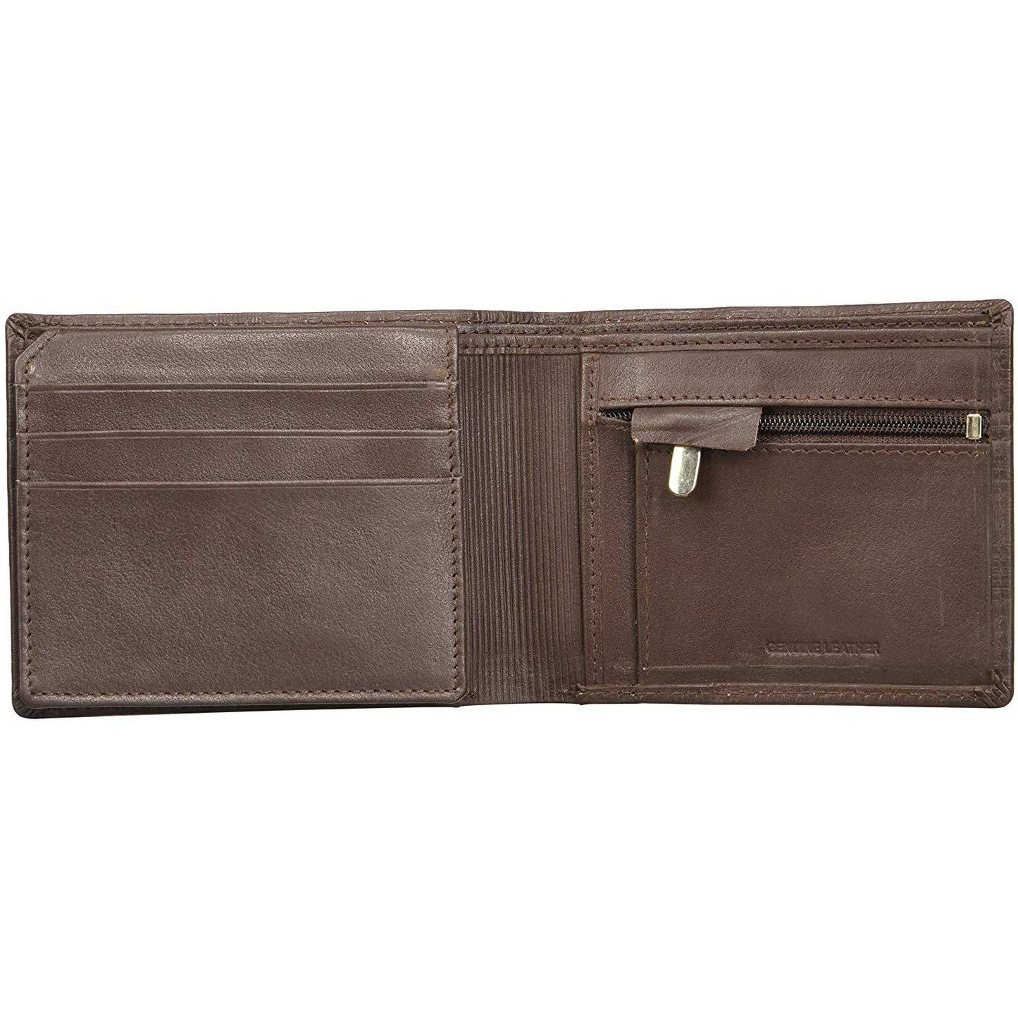 Brown Colour Bi-Fold Italian Leather Slim Wallet ( 6 Card Slot + 2 Hidden Compartment + 1 ID Slot + Coin Pocket + Cash Compartment )