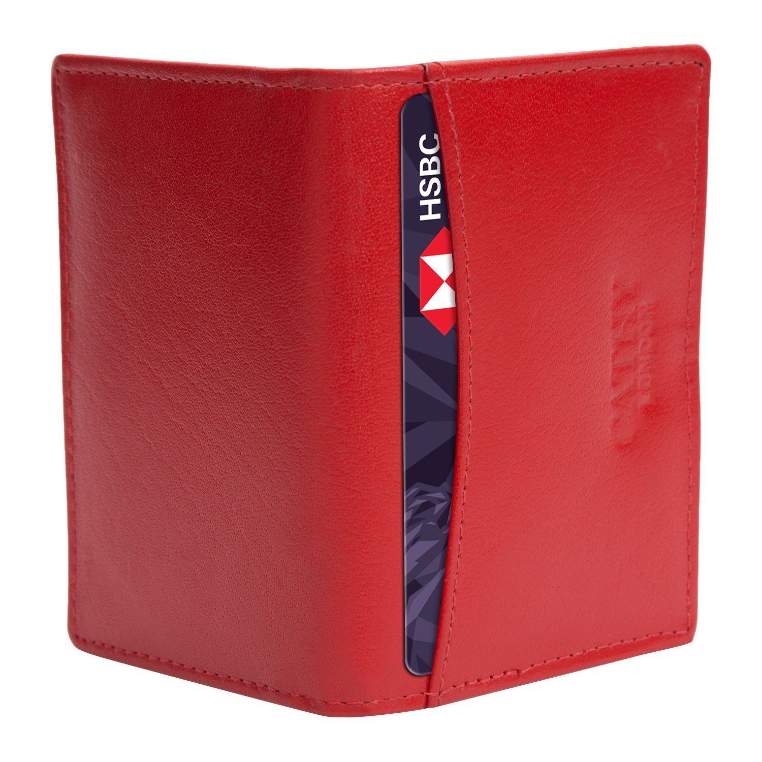 Red Colour Bi-Fold Italian Leather Card Holder/Slim Wallet (Holds Upto 10 Cards + 1 ID Slot) Cathy London 