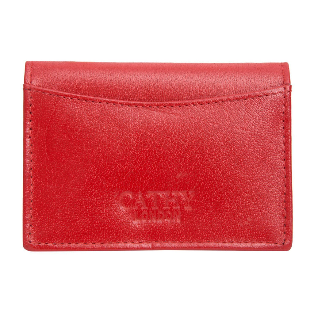 Red Colour Bi-Fold Italian Leather Card Holder/Slim Wallet (Holds Upto 10 Cards + 1 ID Slot) Cathy London 