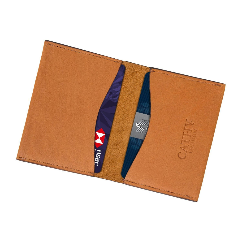 Tan Colour Bi-Fold Italian Leather Card Holder/Slim Wallet (Holds Upto 16+ Cards) Cathy London 