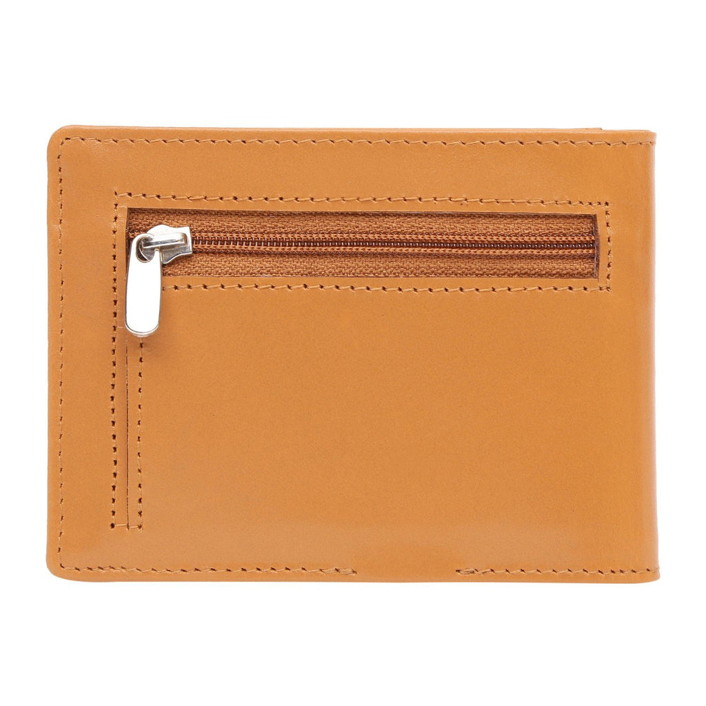 Tan Colour Bi-Fold Italian Leather Money Clip Card Holder/Slim Wallet (9 Card Slot + Money Clip + Coin Pocket) Cathy London 