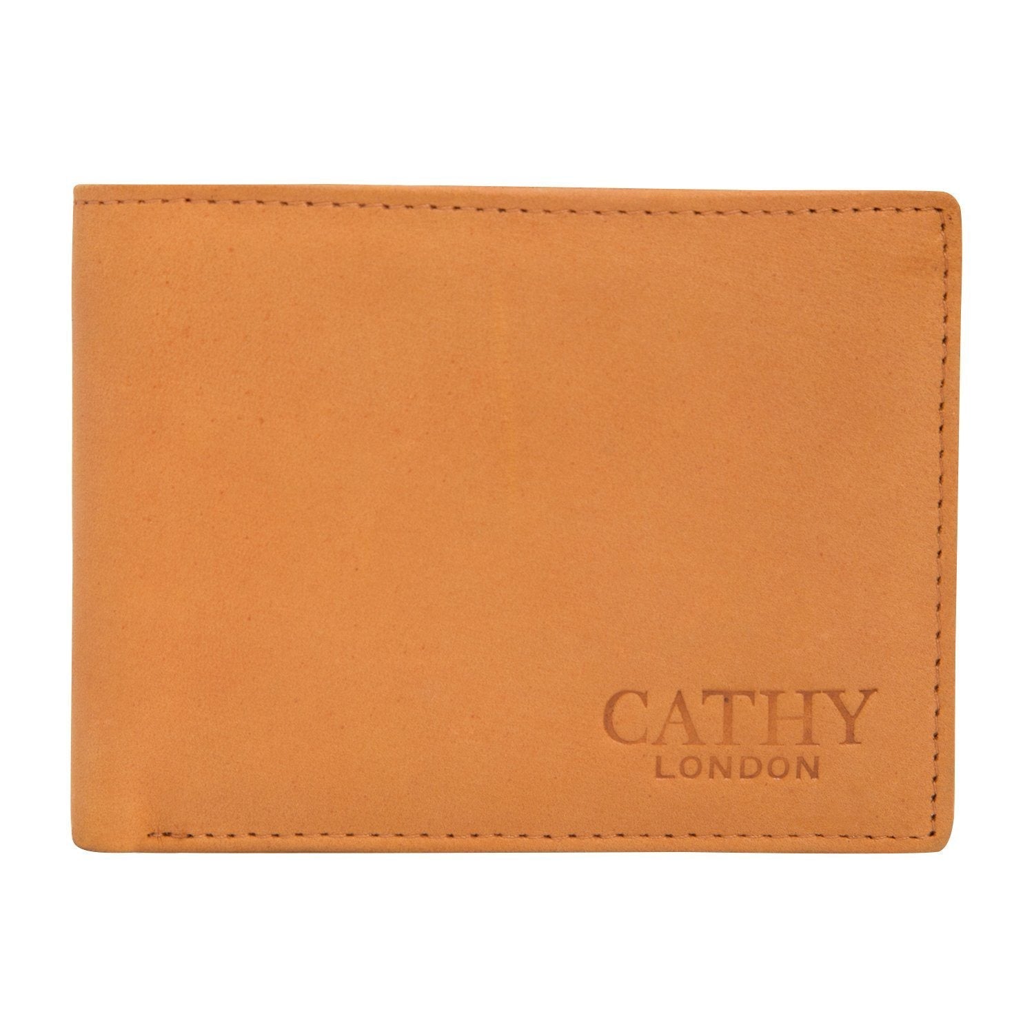 Tan Colour Bi-Fold Italian Leather Slim Wallet (8 Card Slot + 2 ID Slot + 2 Hidden Compartment + Cash Compartment) Cathy__London 