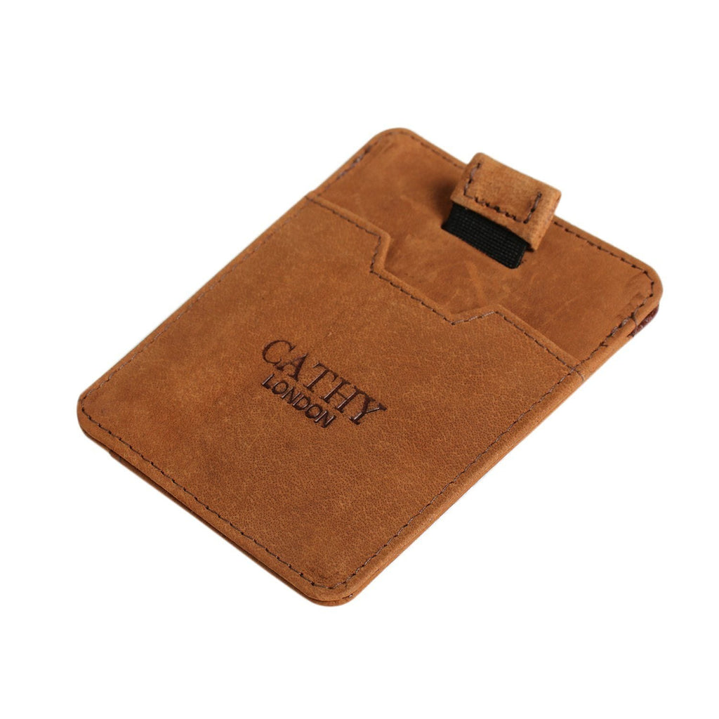 Tan Colour Italian Leather Slim Wallet/Card Holder ( Holds Upto 5 Cards + Cash Compartment) Cathy London 